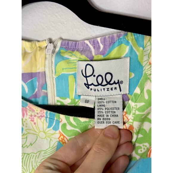 Vintage 1990s Lilly Pulitzer White Label Patchwork Dress Floral Print 8P AS IS - Picture 13 of 16